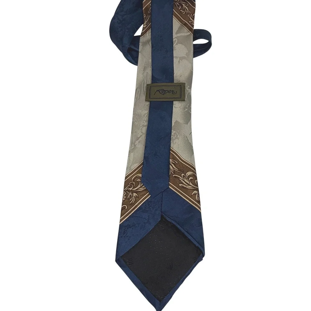 Roper Necktie Mens OS Blue Grey Western Saddle Silk Jacquard Cowboy Tie